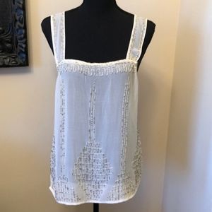 Bke Boutique cream tank with beaded detail